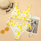 Costume da bagno bikini con fiocco e stampa mucca divisa da donna