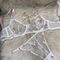 Summer Ultra-thin Sheer Mesh Embroidered Underwear Suit
