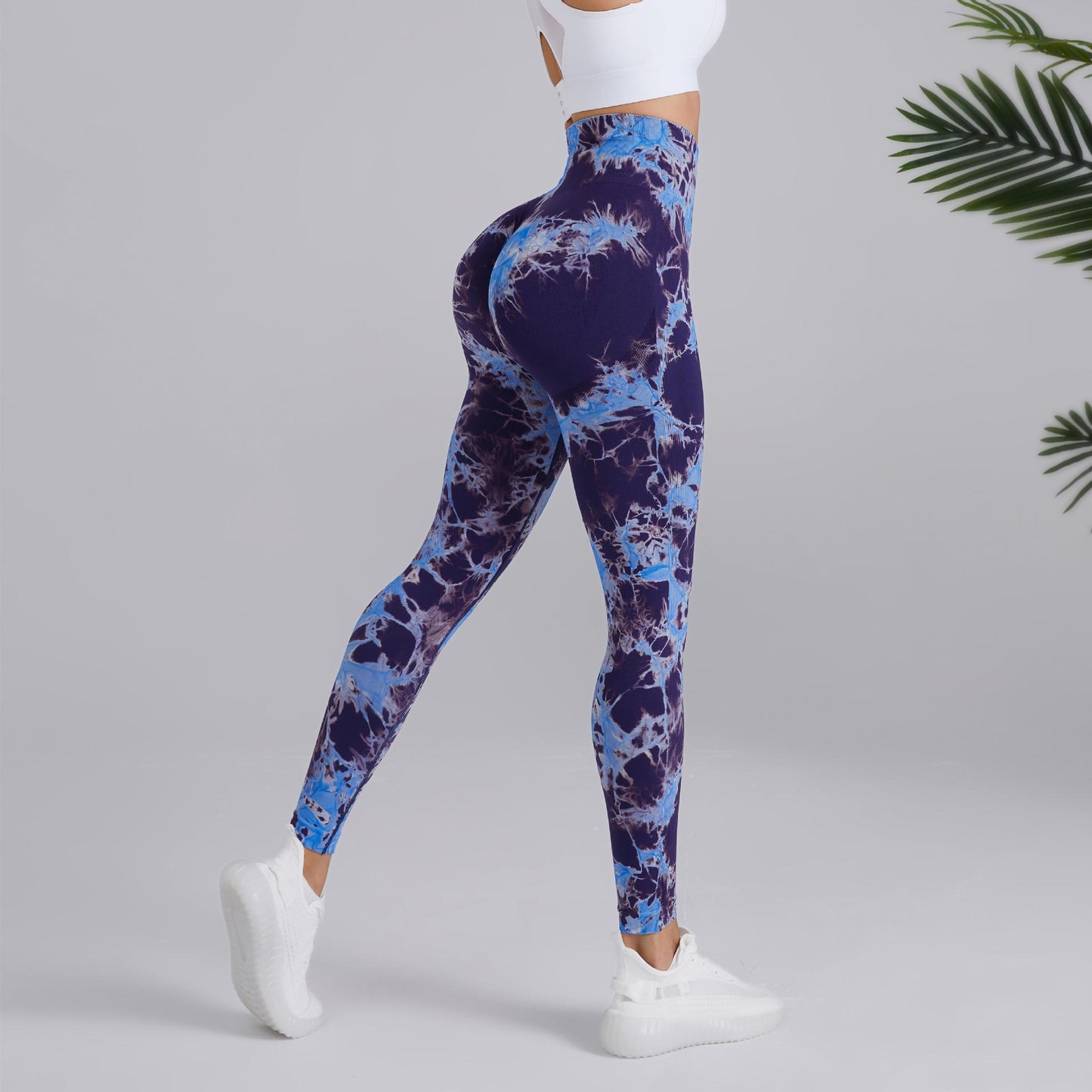 Tie-dye Printed Yoga Pants Fashion Seamless High-waisted Hip-lifting