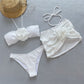 3D Flower Split Damen Badeanzug Dreiteiliger Bikini
