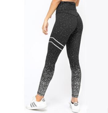 Pantaloni da yoga elasticizzati a vita alta con stampa a caldo, leggings aderenti per il fitness sui fianchi