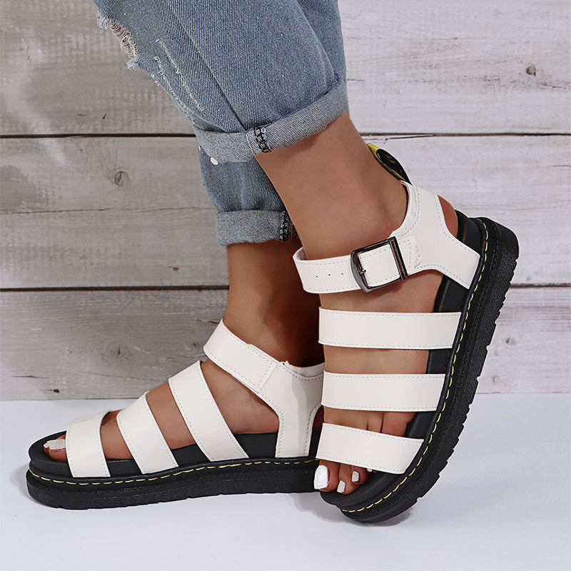 Buckle Sandals Flat PlatformThick Bottom Shoes Women Summer