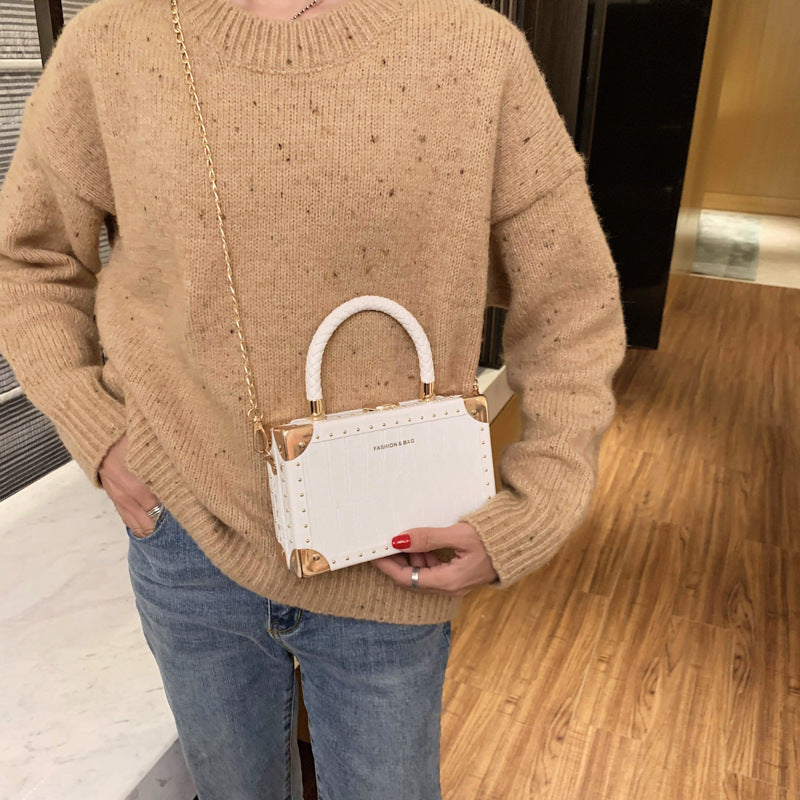 Nuova borsa a scatola con motivo retrò europeo e americano