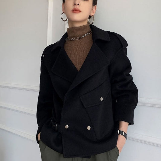 Korean Style Double-faced Woolen Goods Cashmere Coat