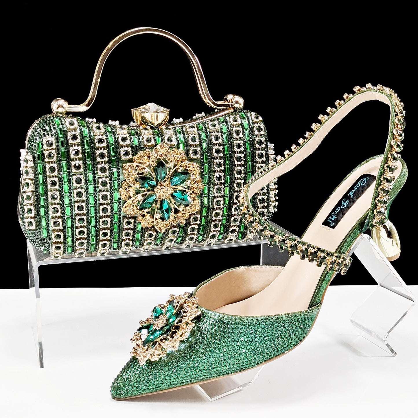 Scarpe e borse da donna, fibbia con trapano, fiore decorativo, catena con trapano alla caviglia con frizione rigida