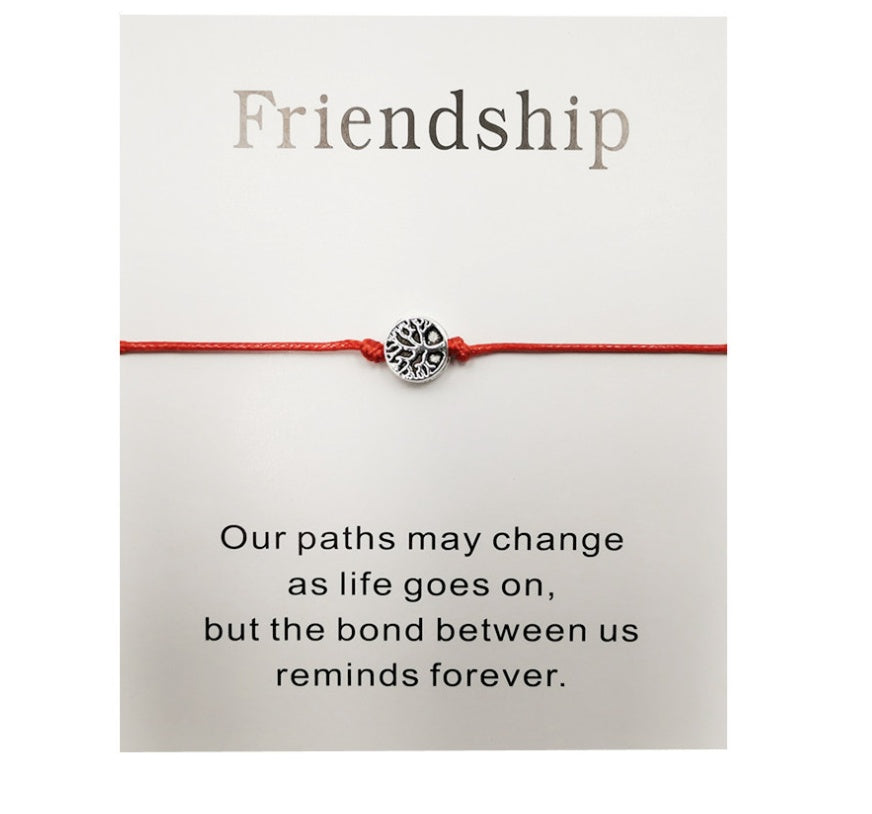 Bracciale Albero della vita in corda rossa intrecciata a mano