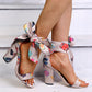 Scarpe da donna con tacco spesso e punta aperta