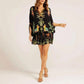 Spring V-neck Print Loose Fashion Dress