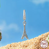 Ciondolo Torre Eiffel con apertura e chiusura in argento 925 con perline