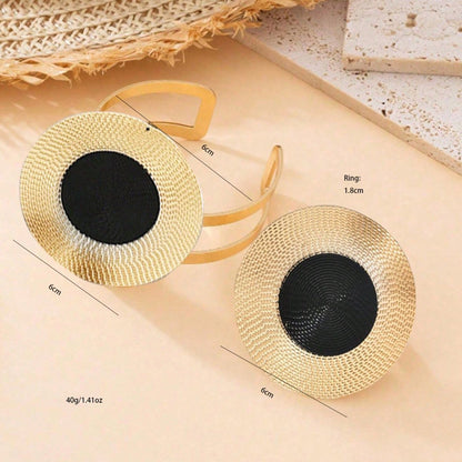 Elegante set di collana e orecchini in onice nero placcato oro 14K