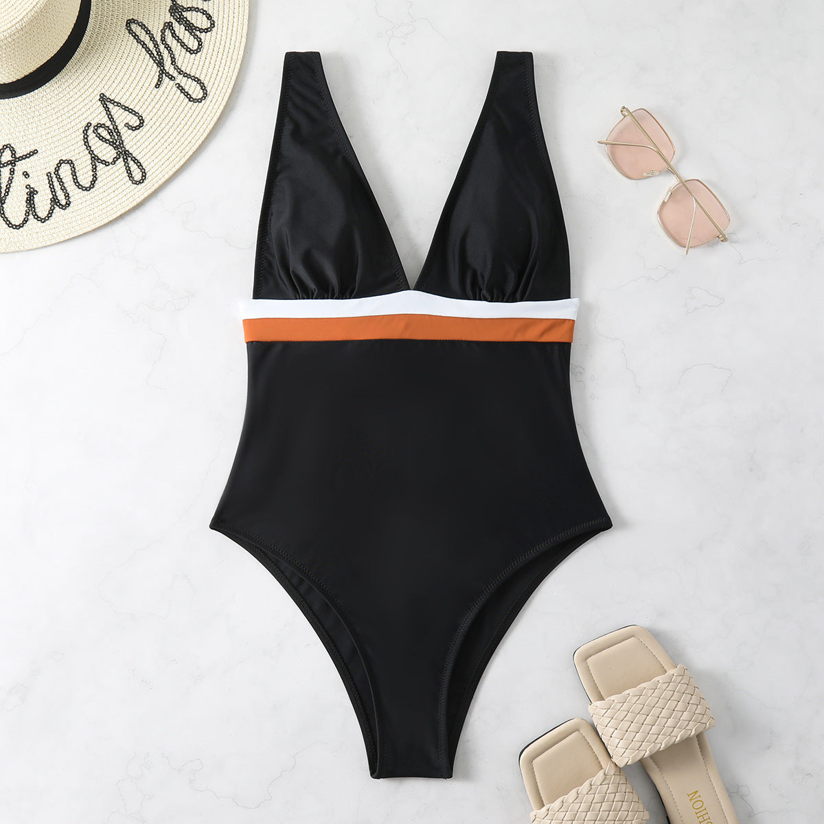 Costume da bagno senza schienale cucito, taglia regolabile