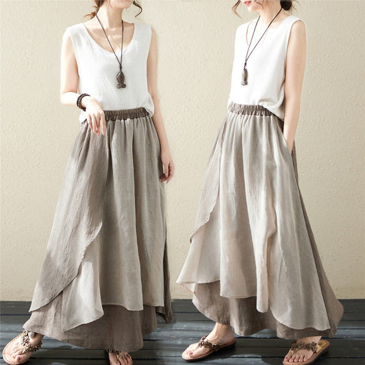 Spring And Summer New Women's Irregular Linen Skirt