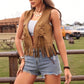 Women's Casual Vacation Western Style Suede Fringe Jacket