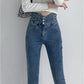 Tight High Waist And Small Feet Belly Women's Denim Trousers