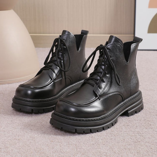 New Platform Cross Strap Solid Color Women's Boots