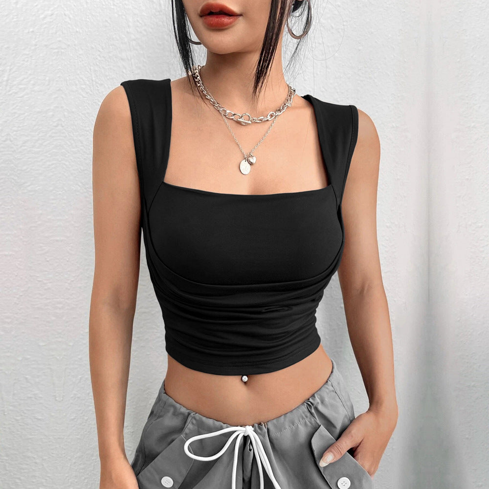 Europäische und amerikanische schlankmachende und kurze sexy Weste mit reiner Farbe und Tube-Top und Brustumwicklung