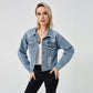 Giacca a maniche lunghe in denim da donna, modello alla moda