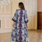 Elegant Floral Print Long Sleeve Abaya Dress