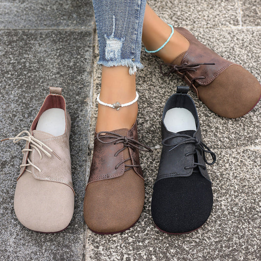 Scarpe da donna taglie forti, stile retrò, con fondo piatto, casual, basse, con lacci, Gommino