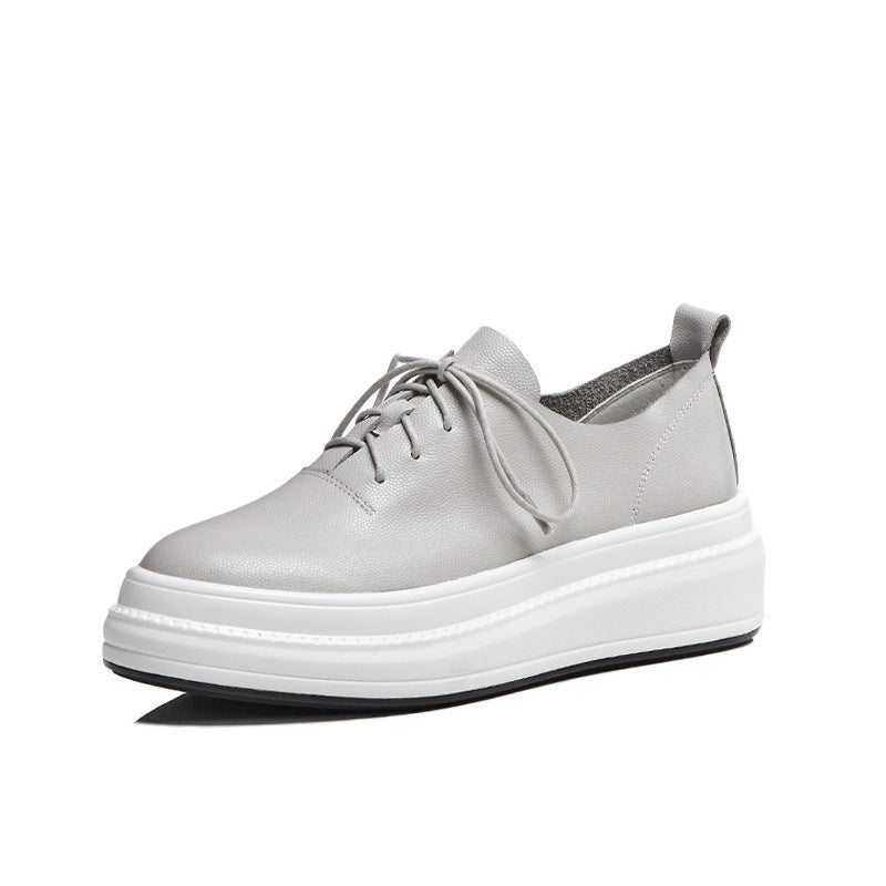 Nuove scarpe casual con aumento di altezza da donna, semplici, in pelle gialla con lacci