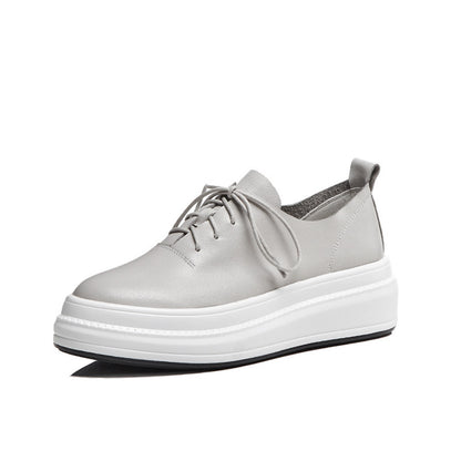 Nuove scarpe casual con aumento di altezza da donna, semplici, in pelle gialla con lacci