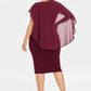 Round Neck Short Sleeve Chiffon Shawl Tight-Fitting Plus Size Dress Women