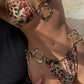 Sexy Bikini Anzug Schnürung Druck Niedrige Taille Damen Neckholder