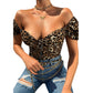 Women's Fashionable Printed Puff Sleeve Short Sleeve Top