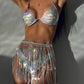 Women Sequined Tassel Dress Swimsuit