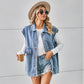 Gilet in denim con grandi tasche, gilet senza maniche alla moda per abbigliamento da donna