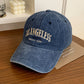 Berretto con visiera ricamato con lettere in denim da baseball lavato
