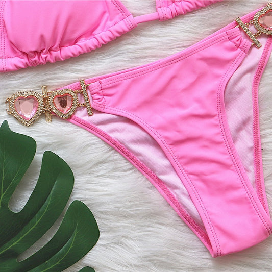Bikini Crystal Diamond tinta unita da donna