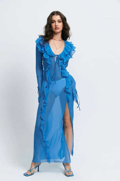 Il nuovo sexy abito da donna con scollo a V e forcella aperta, anti-car edge basato sulla corda