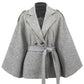 Bandage Coat Batwing Sleeve Lapel Woolen Coat