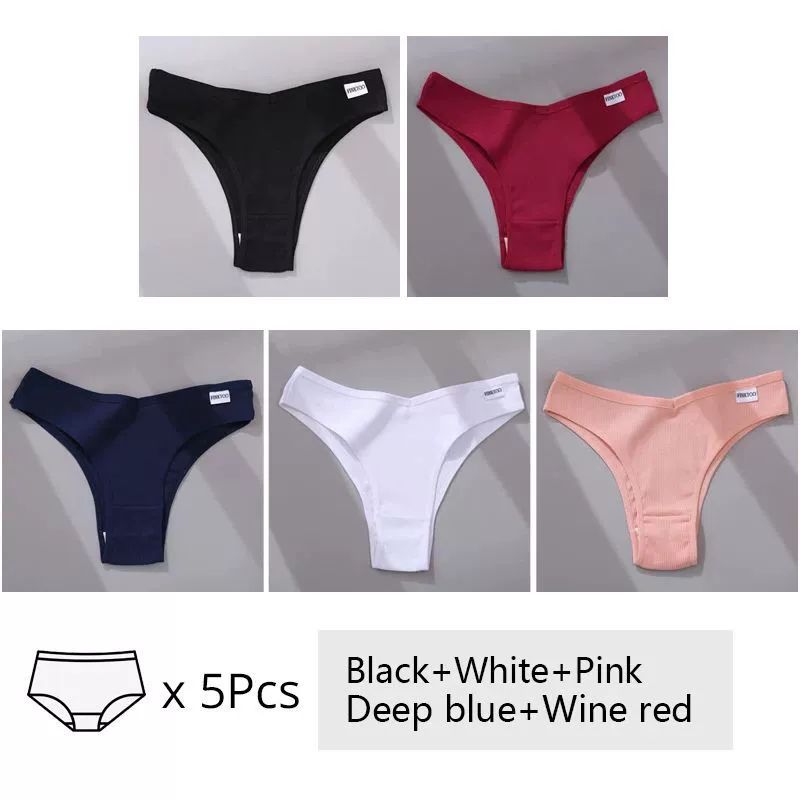 Set da 5 pezzi di mutandine da donna in cotone, intimo M-XL Comfo