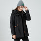 Damen Pullover Mantel Reißverschluss Strickjacke mit Kapuze Warme Drei-in-Eins-Shelljacke