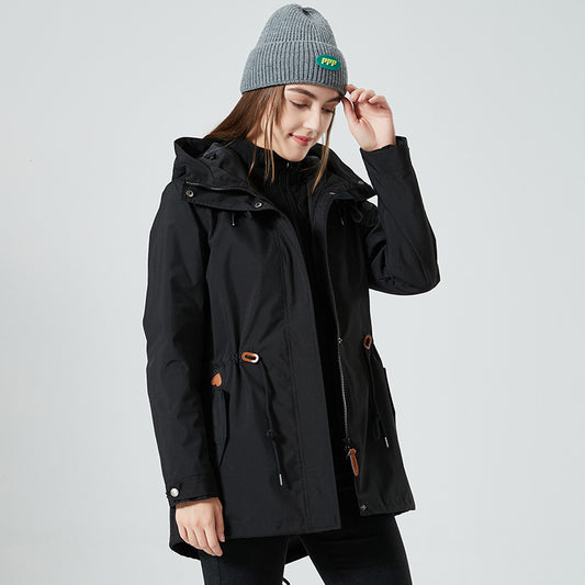 Maglione da donna, cardigan con cerniera, cappuccio, caldo, giacca a guscio tre in uno