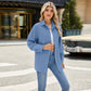 Camicia monopetto con risvolto alla moda, ampia, tinta unita, manica lunga, abbigliamento da donna