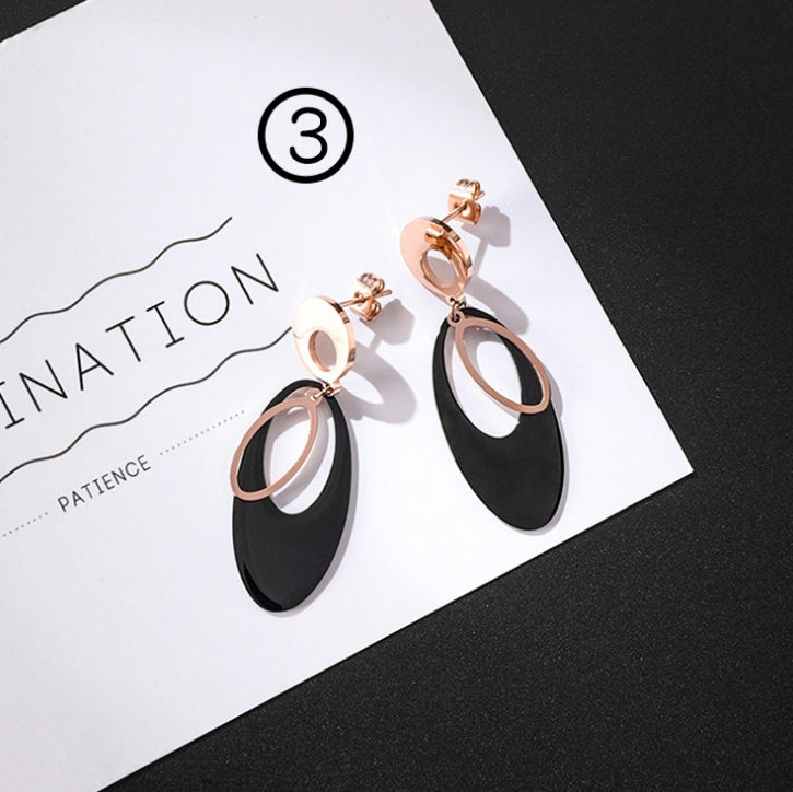 orecchini in acciaio al titanio temperamento triangolo orecchini geometrici rotondi