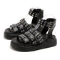 Damen-Sandalen mit offener Spitze und dicker Sohle, Outdoor-Nietenknopf