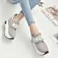 Increased Velcro casual sports shoes female Korean version of the wild letter thick bottom wedge