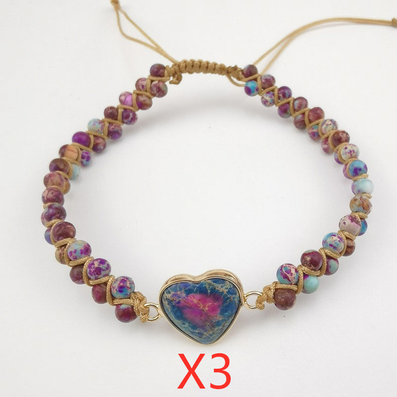 Rotes Kaisersteinarmband Pfirsichherz Liebesarmband Geflochtenes Armband