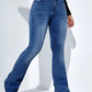 Women's Slim-fit Jeans Pants With Flared Design Fashion Casual High Waist Stretch Trousers