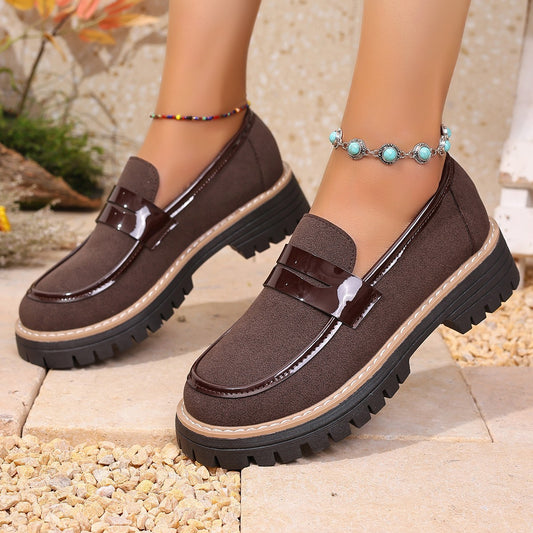 Mocassini con plateau e tacco spesso opaco casual taglie forti
