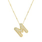 Brass Zircon Bubble Balloon Letter Pendant Necklace For Women