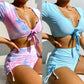 Kurzarm-Bikini, sexy, geteilter Badeanzug für Damen