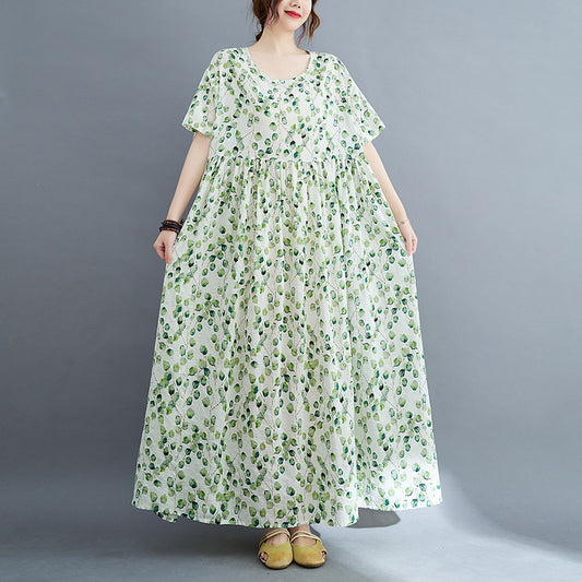 Künstlerisches, großes, fettes, übergroßes, bedrucktes Kurzarmkleid für Damen