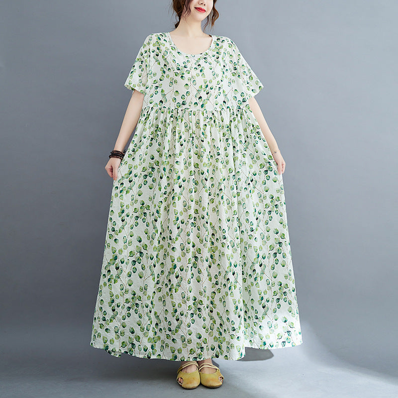 Künstlerisches, großes, fettes, übergroßes, bedrucktes Kurzarmkleid für Damen