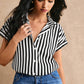 Chemise Rayures Manches Chauve-Souris  Bouton