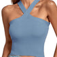 Maglia intima da donna con fondo abbinato e gilet con scollo all'americana